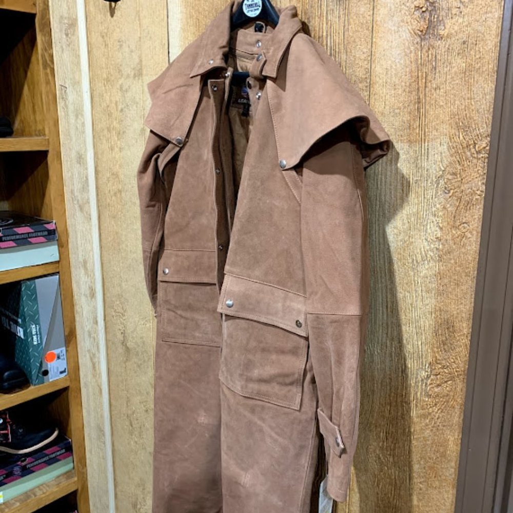 Men's Leather Duster in Brown